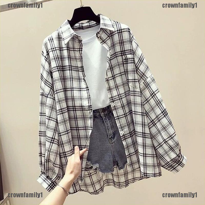 Áo Khoác Sơ Mi Kẻ Sọc Ca Rô Dáng Rộng Kiểu Hồng Kông Retro Cá Tính