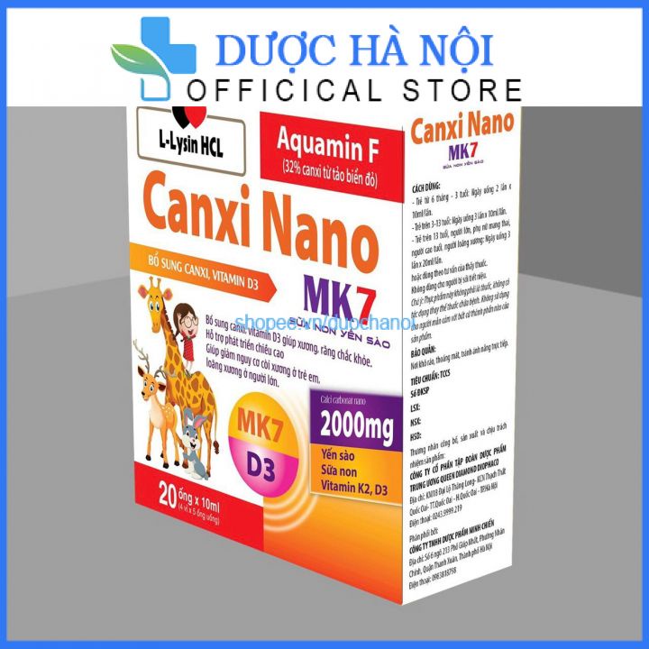 Canxi nano Mk7 Gold tăng chiều cao, chắc khỏe xương cho bé giúp bé ăn ngon ngủ ngon – Hộp 20 ống