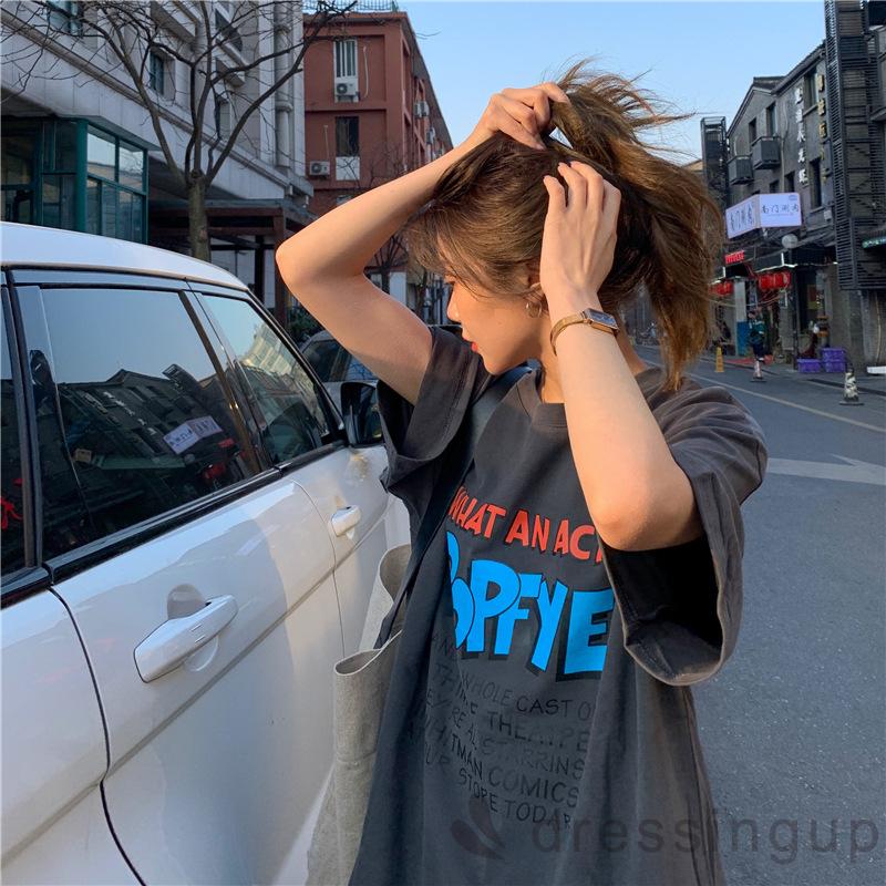 Áo Thun Nữ Tay Ngắn Dáng Rộng In Chữ Cá Tính