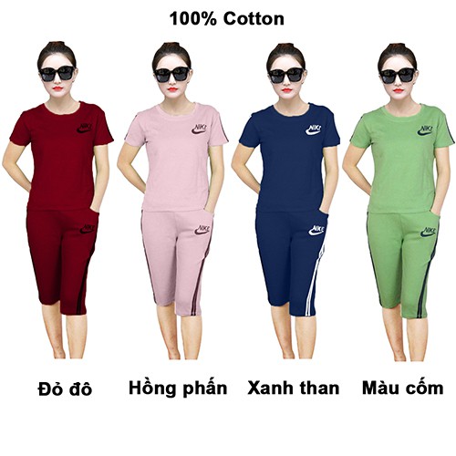 Bộ quần áo lửng cotton nỉ 4 chiều chất đẹp ( Ảnh thật) | BigBuy360 - bigbuy360.vn