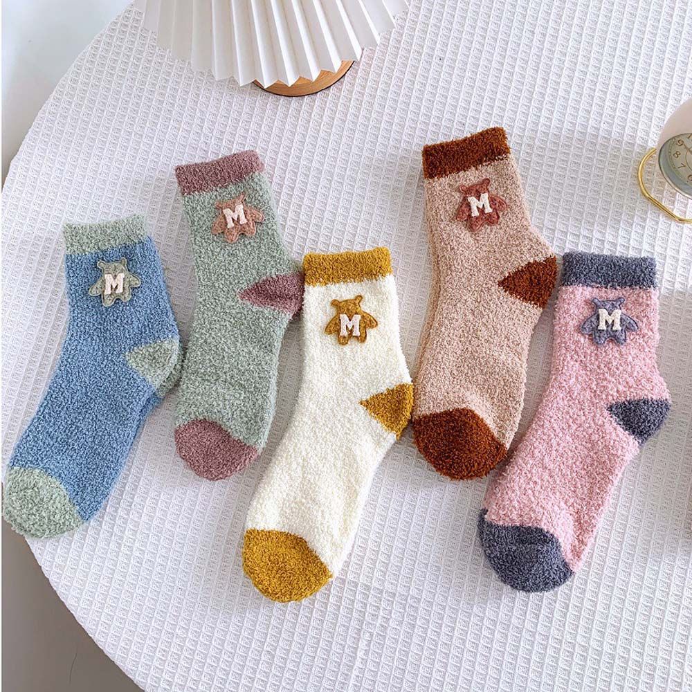 Đôi vớ lông cừu san hô dày dặn ấm áp thoáng khí dễ thương cho nữ