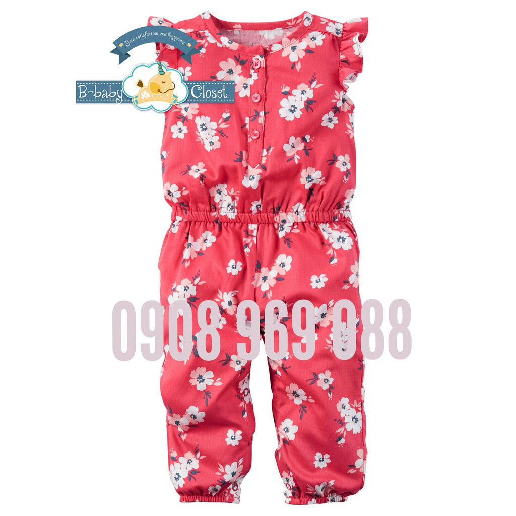 Jumpsuit Đỏ Hoa(3M-24M) Chính Hãng Carter's Mỹ