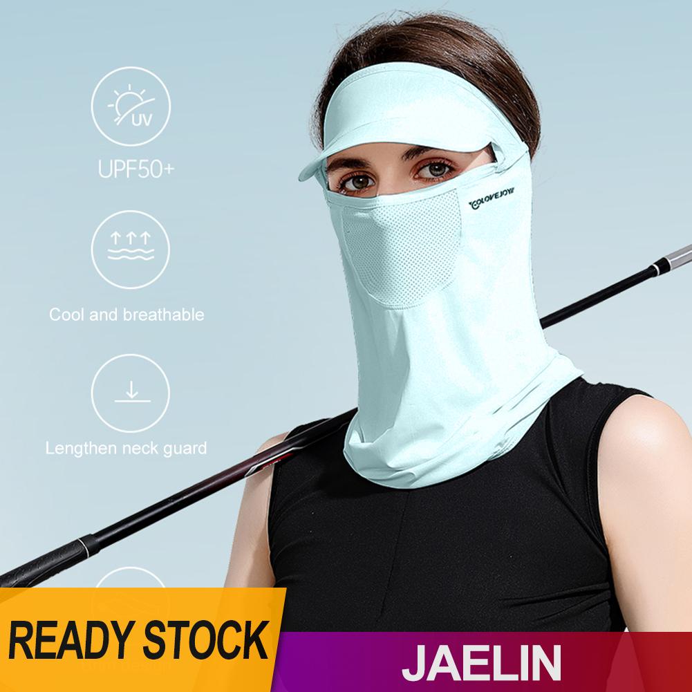 Mũ che nắng UV UPF 50+ có khẩu trang che mặt đeo cổ bằng lụa cho chơi thể thao ngoài trời