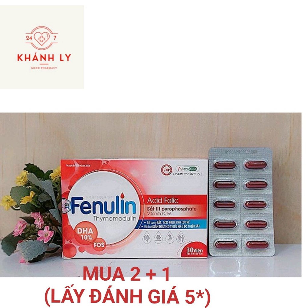 Mua 2+1 lấy đánh giá 5 sao, Viên uống bổ máu sắt hữu cơ Fenulin,hỗ trợ bổ sung và dễ hấp thu sắt,chính hãng 100%