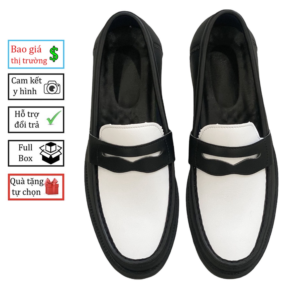 Penny Loafer Black White giá rẻ, giày lười nam Local Shoes kiểu dáng Modern