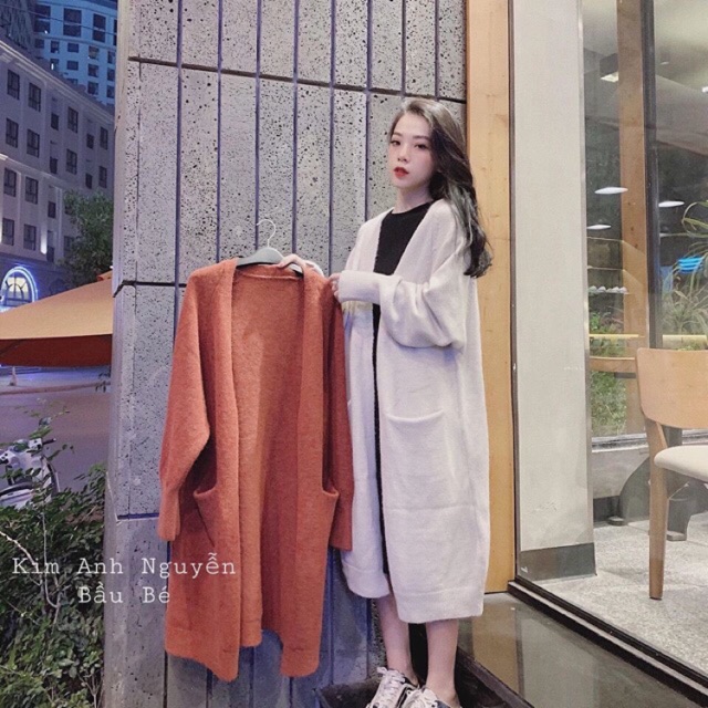 Áo choàng len cadigang dáng dài hàng quảng châu cao cấp