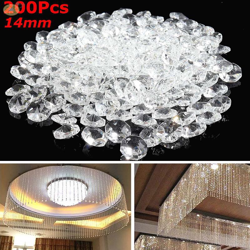 200 Hạt pha lê trong suốt 14mm trang trí nhà cửa