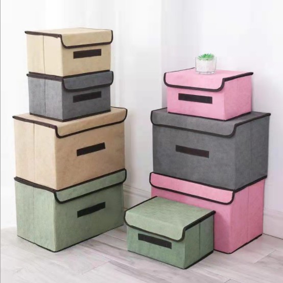 Combo 2 thùng vải cứng có nắp đậy đựng đồ dùng, quấn áo phong cách nhật bản tiện lợi
