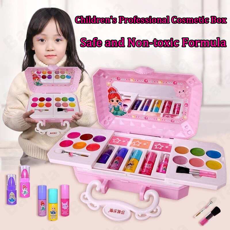 Set hộp mỹ phẩm trang điểm mini không độc hại an toàn cho bé phong cách Nữ hoàng băng giá Disney