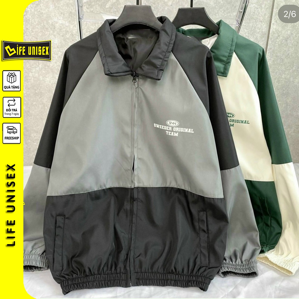 Áo Khoác Dù SWEEDER Origin Nam Nữ Ulzzang Unisex Dây Kéo, Áo Khoác Dù Form Rộng LIFE UNISEX