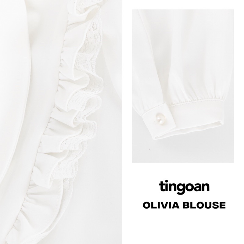 Áo sơ mi cổ bẻ bèo ngực chống nhăn trắng (freesize) tingoan OLIVIA BLOUSE/WH