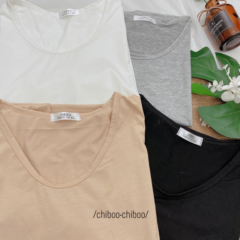 [CB-ATN02] Áo Phông Nữ, Áo Thun Trơn Cổ Tim Basic Phong Cách Vintage Chất Cotton Giấy 29August | BigBuy360 - bigbuy360.vn