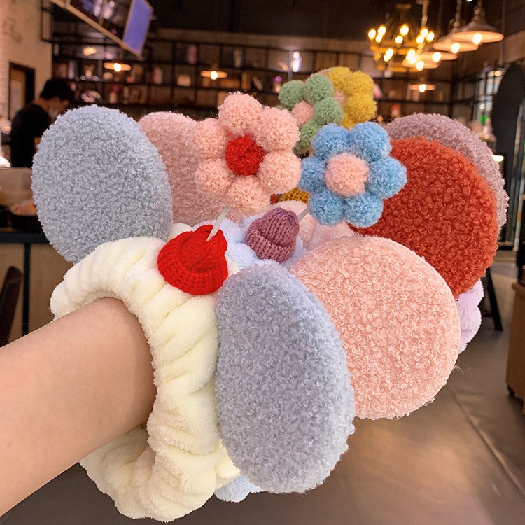 Băng Đô Cài Tóc Rửa Mặt Bằng Vải Bông Gắn Hoa Nhỏ Siêu Dễ Thương Phong Cách Hàn Quốc Dành Cho Nữ