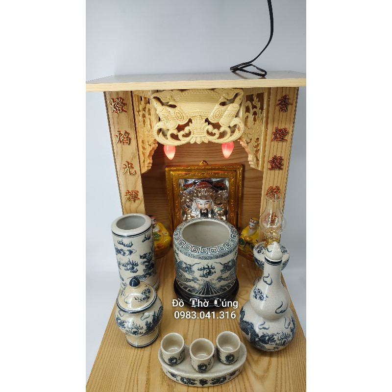 Bộ đồ thờ thần tài men rạn