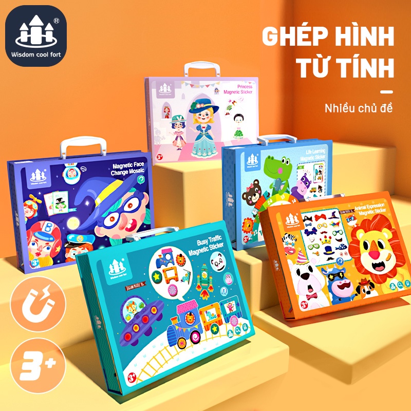 BỘ GHÉP HÌNH NAM CHÂM NHIỀU CHỦ ĐỀ CHO BÉ SÁNG TẠO - HÃNG WISDOM COOL FORT