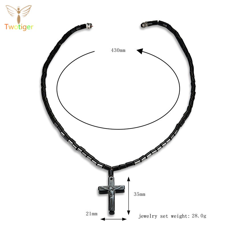 Vòng cổ mặt thánh giá khoá nam châm màu đen cho nam nữ