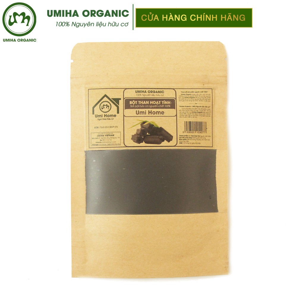 Bột Than Tre Hoạt Tính trắng răng hữu cơ UMIHA nguyên chất túi Zip 35g