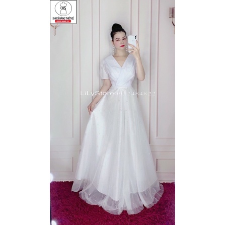 ĐẦM MAXI MẶC CƯỚI LƯỚI KIM TUYẾN MS1023y full size S/M/L/XL (ẢNH VÀ VIDEO DO CHỦ SHOP TỰ QUAY1000%)