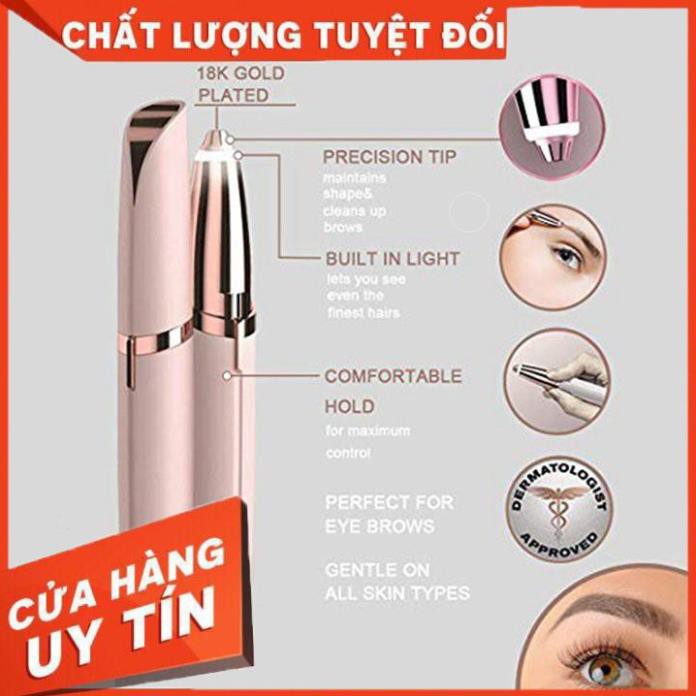 [Loại 1 - kèm chổi cọ] Máy tỉa lông mày không đau dùng pin, thiết bị cạo tỉa lông mày tiện dụng