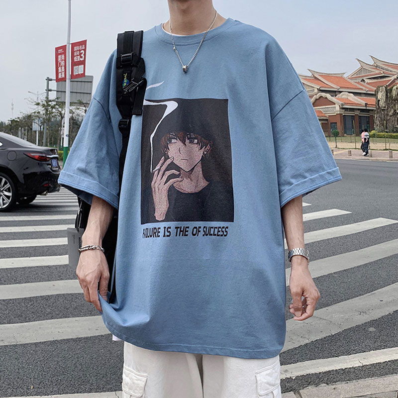 【COD】 Korean Men's Short Sleeve T-Shirt High Quality Fashion Loose Loose Summer Suit Clothes Half Sleeve Printed T-Shirt Men Women 3 Colors M-3XL】