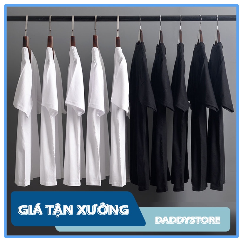 Áo thun trơn nam nữ - áo thun trơn unisex - 100% coton - trắng trơn - đen trơn DADDYSTORE
