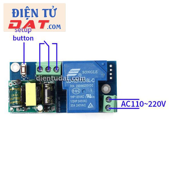 Mạch Điều Khiển 1 Relay Qua Wifi 220VAC - Dùng APP