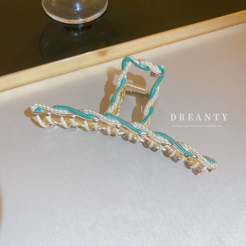 Kẹp Tóc Hình Cá Mập Đính Ngọc Trai Đơn Giản Độc Đáo Thời Trang Phong Cách Hàn Quốc