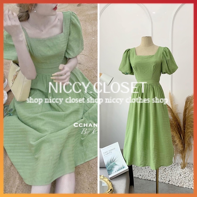 [ẢNH THẬT/VIDEO] Váy đũi tay bồng cổ vuông, váy tay bồng 4 Màu 2 LỚP dày dặn (ảnh thật ở cuối) | BigBuy360 - bigbuy360.vn