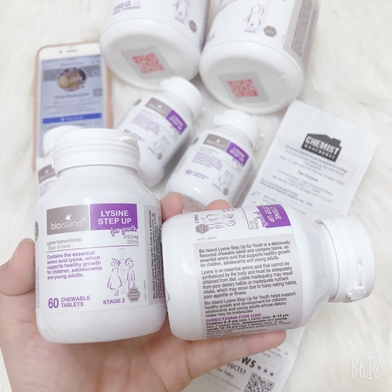 VIÊN UỐNG TĂNG CHIỀU CAO LYSINE BIO ISLAND CHO BÉ TRÊN 6 TUỔI - 24 TUỔI