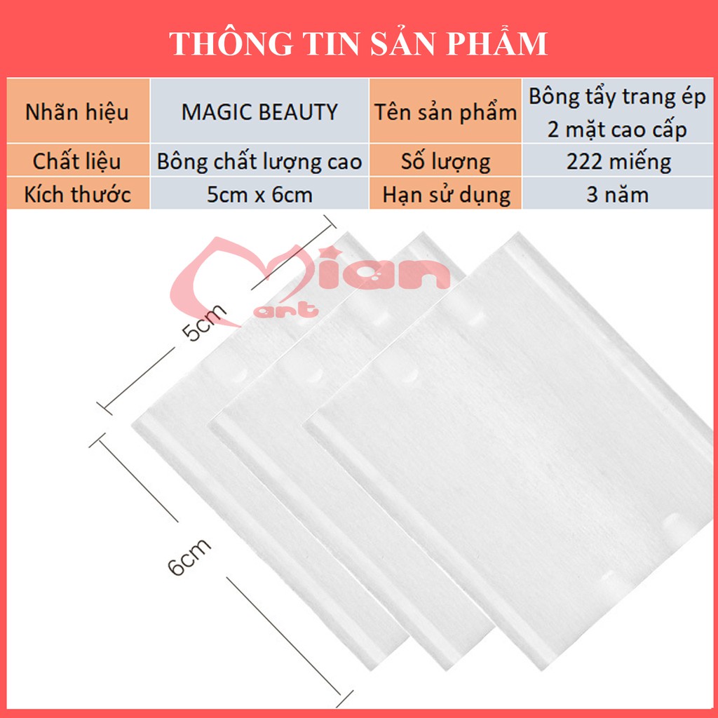 Bông tẩy trang 3 lớp dày dặn Cotton Pads Magic Beauty 222 miếng - MIAN MART