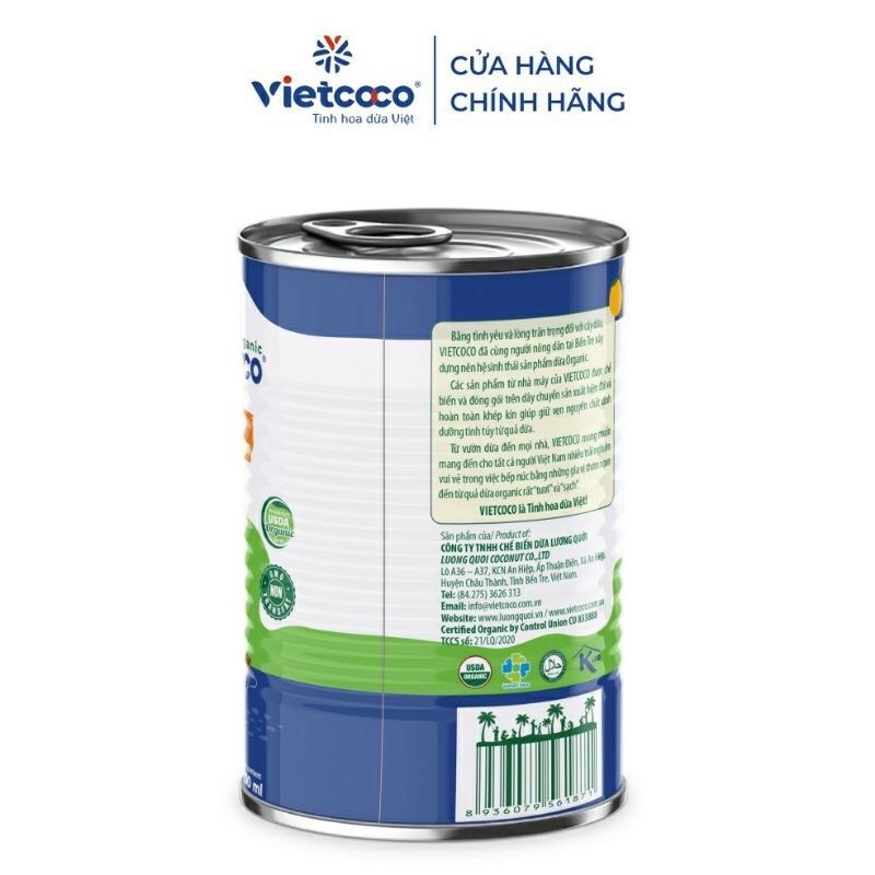 Nước cốt dừa tươi Organic 400ml