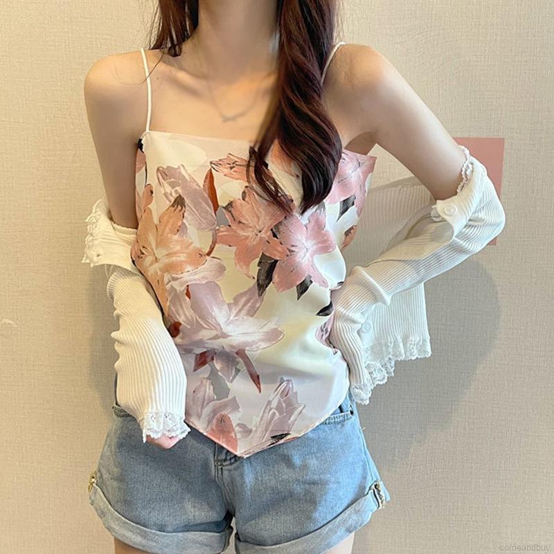 Áo Voan Hai Dây In Họa Tiết Hở Lưng Thời Trang Cho Nữ | BigBuy360 - bigbuy360.vn