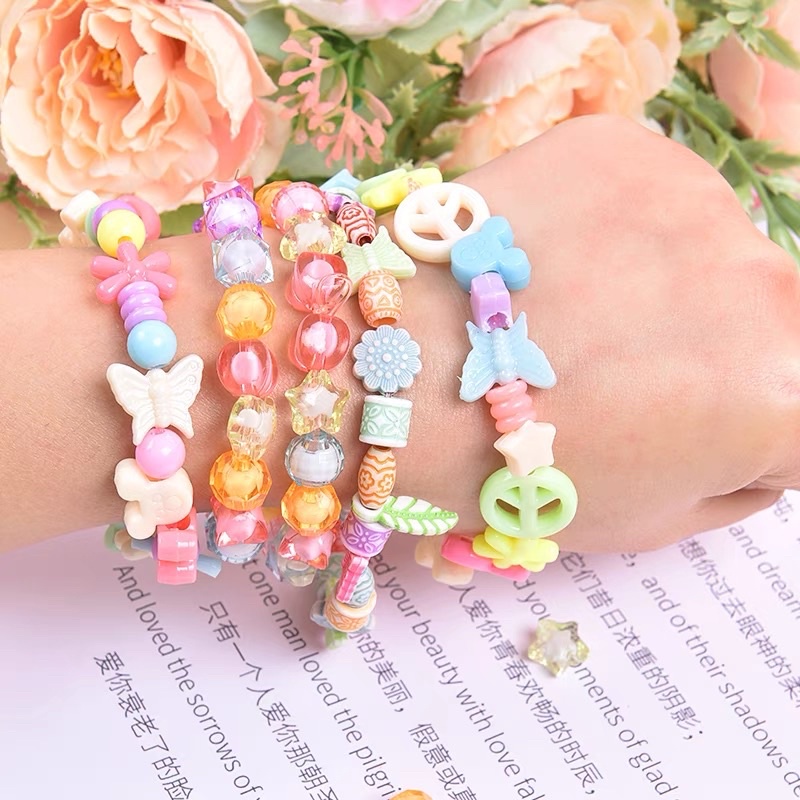 Set Phụ Kiện Xỏ Lỗ Làm Vòng Tay Đồ Công Cho Bé Gái