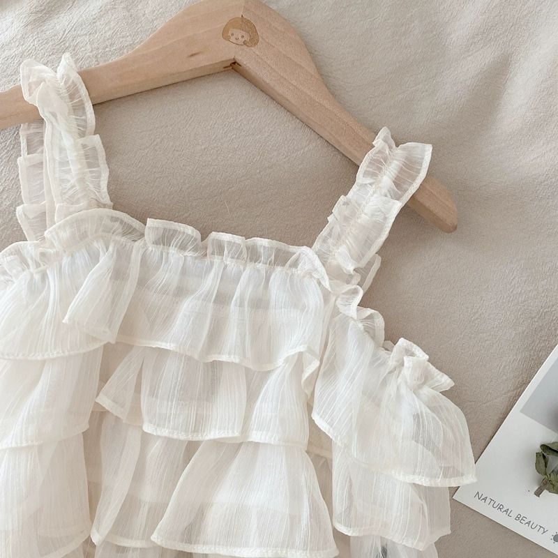 Bộ Áo Voan Không Tay + Quần Short Thời Trang Mùa Hè Hàn Quốc Mới 2022 Dành Cho Bé Gái