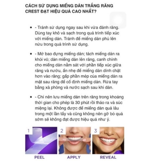 Miếng Dán Trắng Răng Crest 3d White Professional Effects Supreme Bright - 1 Gói