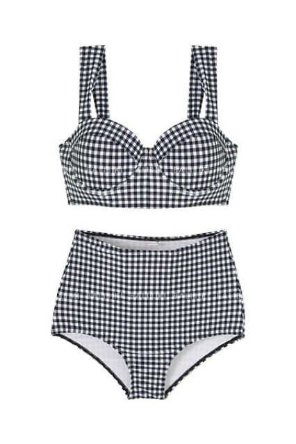 Bikini caro đen trắng cạp cao | BigBuy360 - bigbuy360.vn