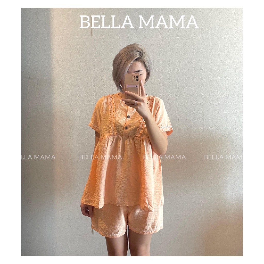 Bộ Bầu Mặc Nhà Mùa Hè Chất Đũi Mềm Mịn Mát,hàng Việt Nam,đồ Bầu Sau Sinh Có Khóa Ngực,chun Bụng Bella Mama - Bn5