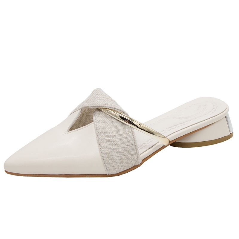 Dép bít mũi gót vuông dày thời trang mùa hè mới cho nữ