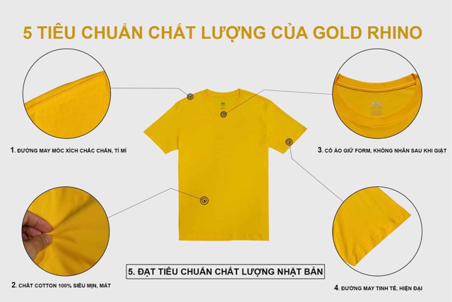 Áo thun nam Gold Rhino màu than chì (thoát nhiệt, bền màu)