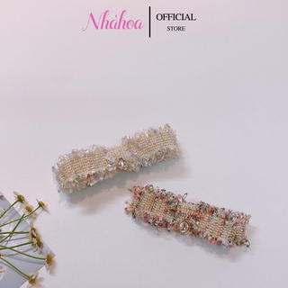 Kẹp Nơ Vải Tweet Đính Đá - Chính Hãng NHÀ HOA