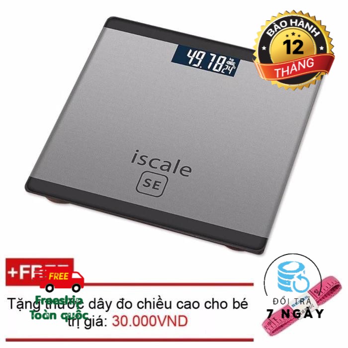 [FORMENHB giảm 20%] Cân sức khỏe điện tử TẶNG THƯỚC DÂY, pin tiểu
