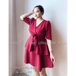 Set áo peplum cột nơ kèm chân váy xòe bigsize 55-85kg