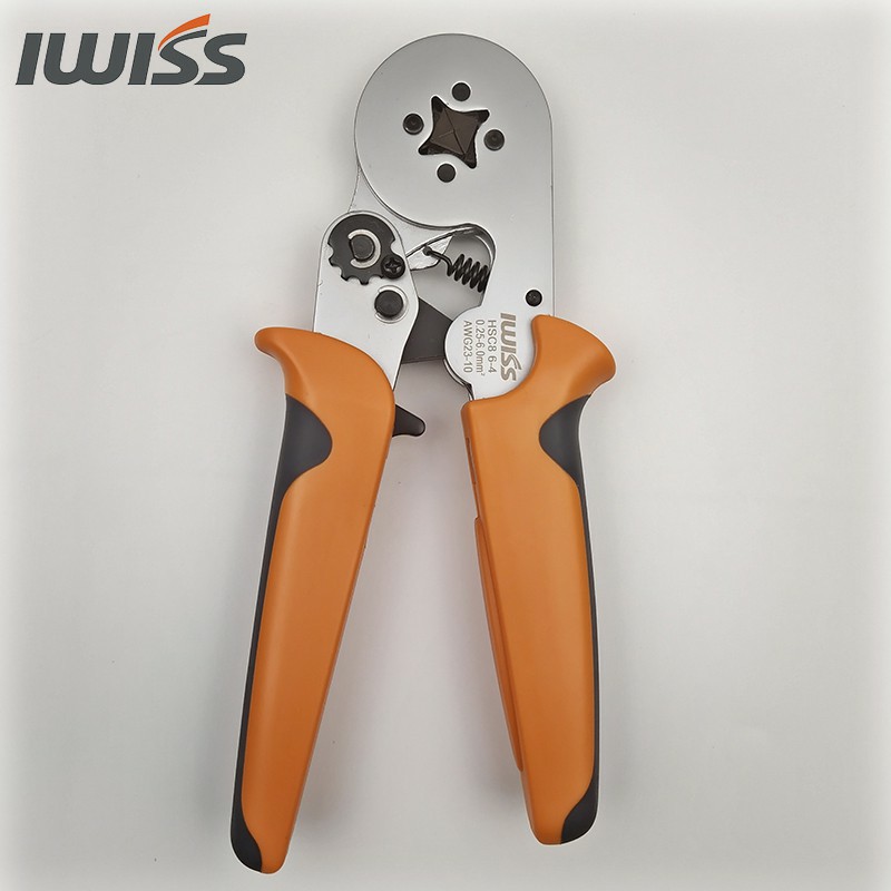 Kìm bấm cos vuông IWISS HSC8 6-4 tự điều chỉnh cos ống tròn cos pin Dùng để bấm các đầu cos từ 0.25 - 6.0mm²