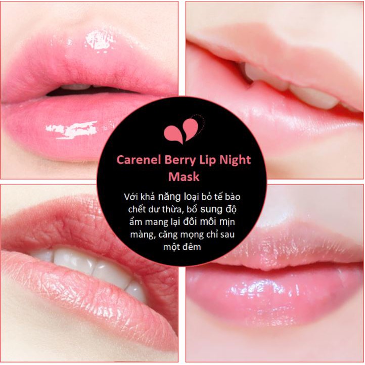 Mặt nạ ngủ dưỡng ẩm môi hồng hào căng mọng Hàn Quốc Care:nel Carenel Berry Lip Night Mask