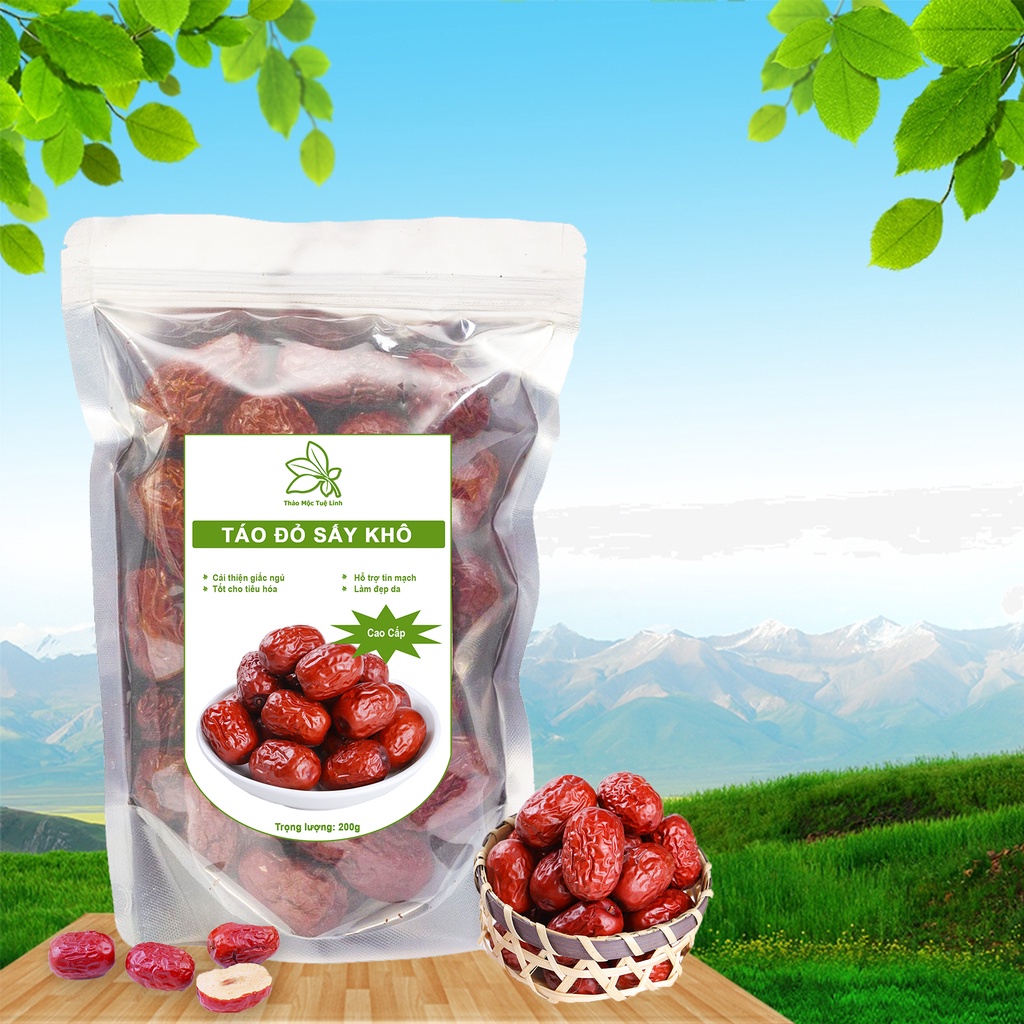 Táo Đỏ Sấy Khô 200gr Quả To Đỏ Đều Và Đẹp Loại 1 bổ sung dinh dưỡng làm đẹp da