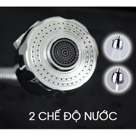 Vòi rửa chén nóng lạnh inox 304 bề mặt màu inox mờ cần lò xo dẻo 2 chế độ