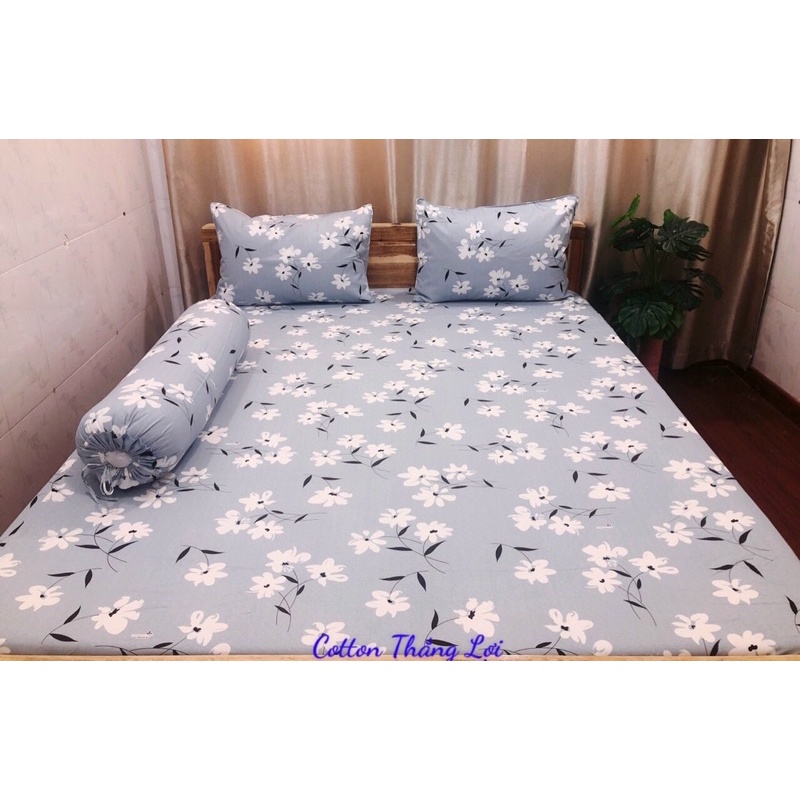 BỘ DRAP 4 MÓN VẢI COTTON THẮNG LỢI CHUẨN LOGO CTY 100% (Size M8x2M) chat chọn mẫu