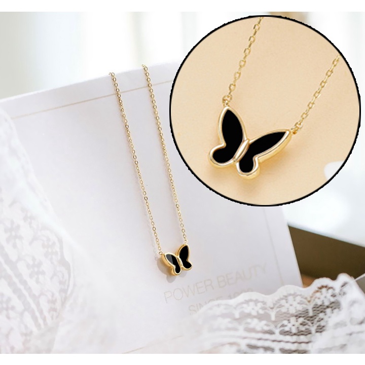 Dây chuyền titan mặt hình bướm butterly màu đen không gỉ WN2121