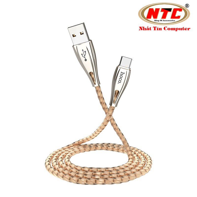 Cáp và truyền dữ liệu Hoco U56 Metal armor cổng Type-C, QC3.0, điện áp 2.4A max, dài 1.2M