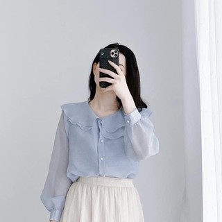 Áo tơ cổ sen 2 lớp chỉ còn XANH